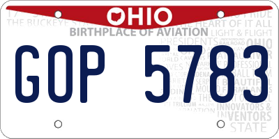 OH license plate GOP5783