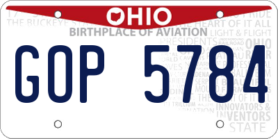 OH license plate GOP5784