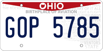 OH license plate GOP5785
