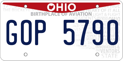 OH license plate GOP5790
