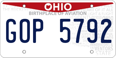 OH license plate GOP5792
