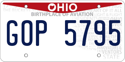 OH license plate GOP5795