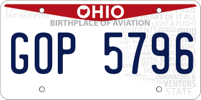 OH license plate GOP5796