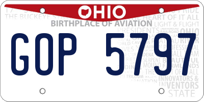 OH license plate GOP5797