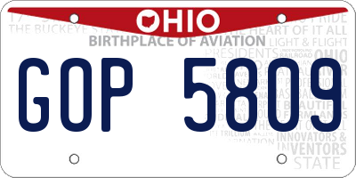 OH license plate GOP5809