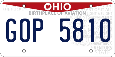 OH license plate GOP5810