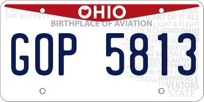 OH license plate GOP5813