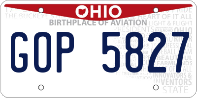 OH license plate GOP5827