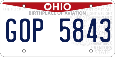 OH license plate GOP5843