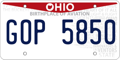 OH license plate GOP5850