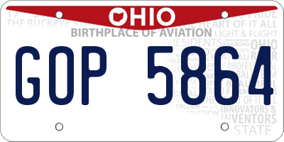 OH license plate GOP5864