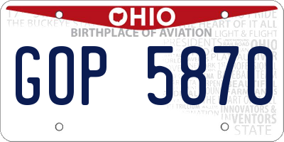 OH license plate GOP5870