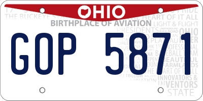 OH license plate GOP5871