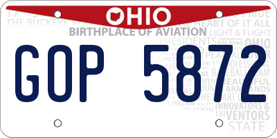 OH license plate GOP5872