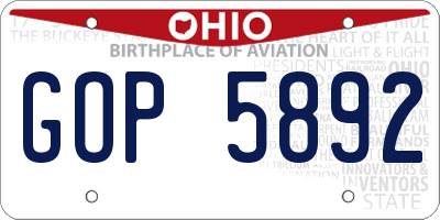 OH license plate GOP5892