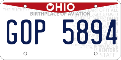 OH license plate GOP5894