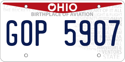 OH license plate GOP5907