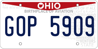 OH license plate GOP5909