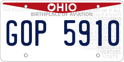 OH license plate GOP5910