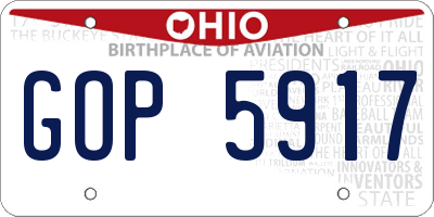 OH license plate GOP5917