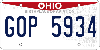 OH license plate GOP5934