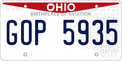 OH license plate GOP5935
