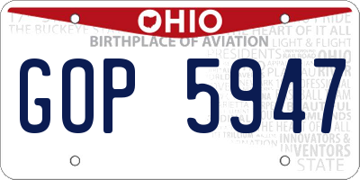 OH license plate GOP5947