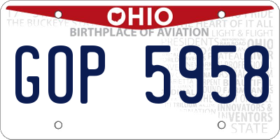 OH license plate GOP5958