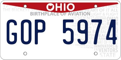OH license plate GOP5974