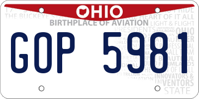 OH license plate GOP5981