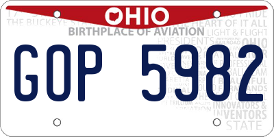 OH license plate GOP5982