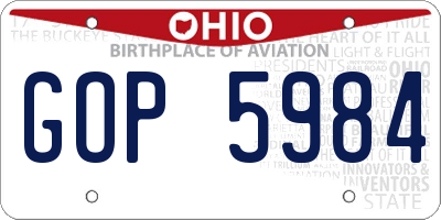 OH license plate GOP5984