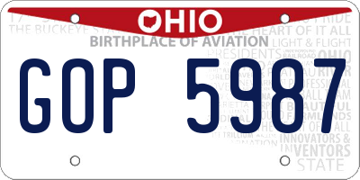 OH license plate GOP5987