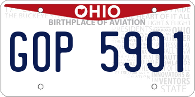 OH license plate GOP5991