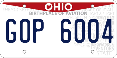 OH license plate GOP6004