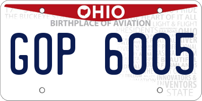 OH license plate GOP6005