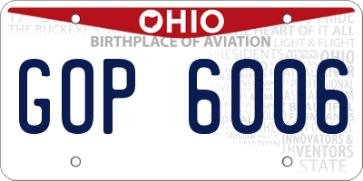 OH license plate GOP6006