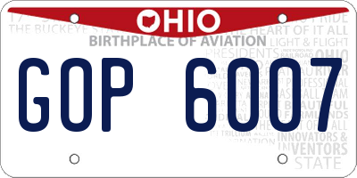 OH license plate GOP6007