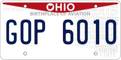 OH license plate GOP6010