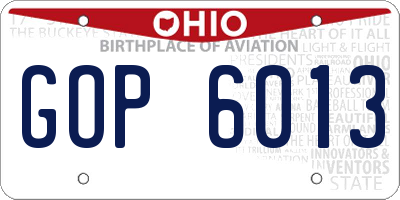 OH license plate GOP6013