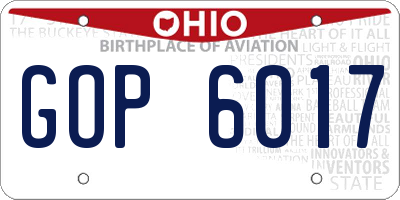 OH license plate GOP6017