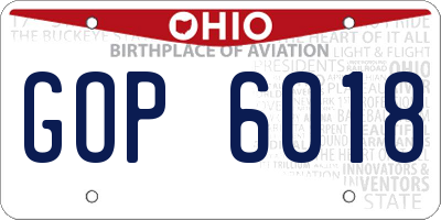 OH license plate GOP6018