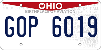 OH license plate GOP6019