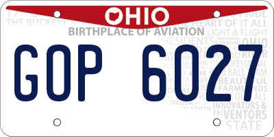 OH license plate GOP6027