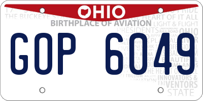 OH license plate GOP6049