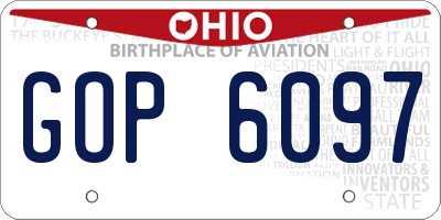 OH license plate GOP6097