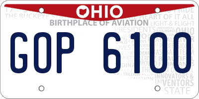 OH license plate GOP6100
