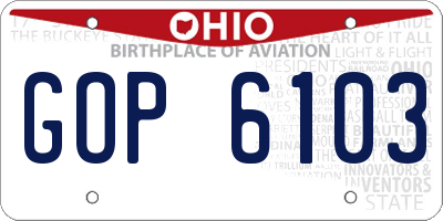 OH license plate GOP6103