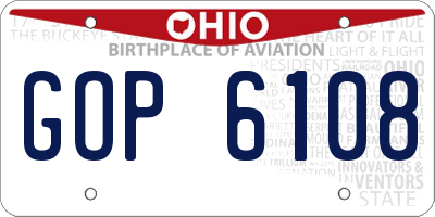 OH license plate GOP6108