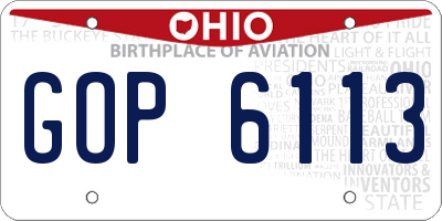OH license plate GOP6113